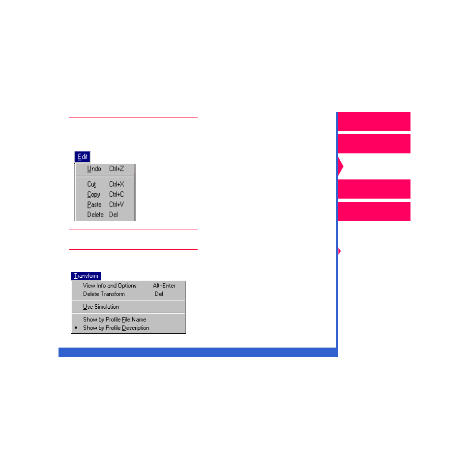 Edit menu, Transform menu | Kodak Printer User Manual | Page 59 / 67