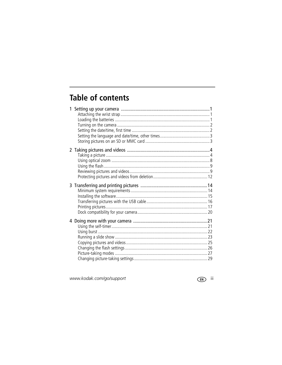 Kodak EasyShare C330 User Manual | Page 5 / 74