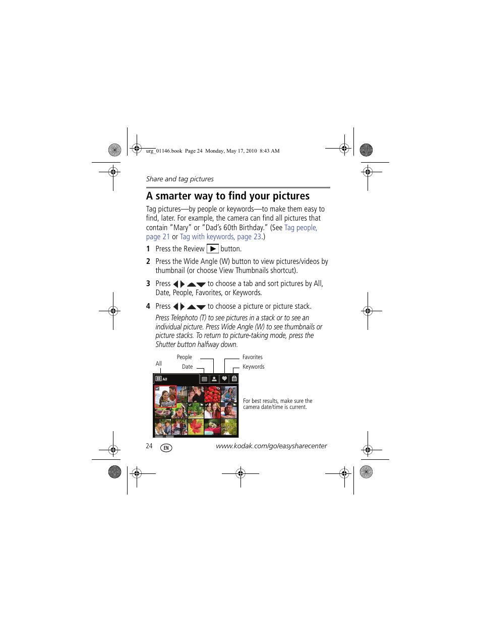 A smarter way to find your pictures | Kodak M590 User Manual | Page 24 / 29