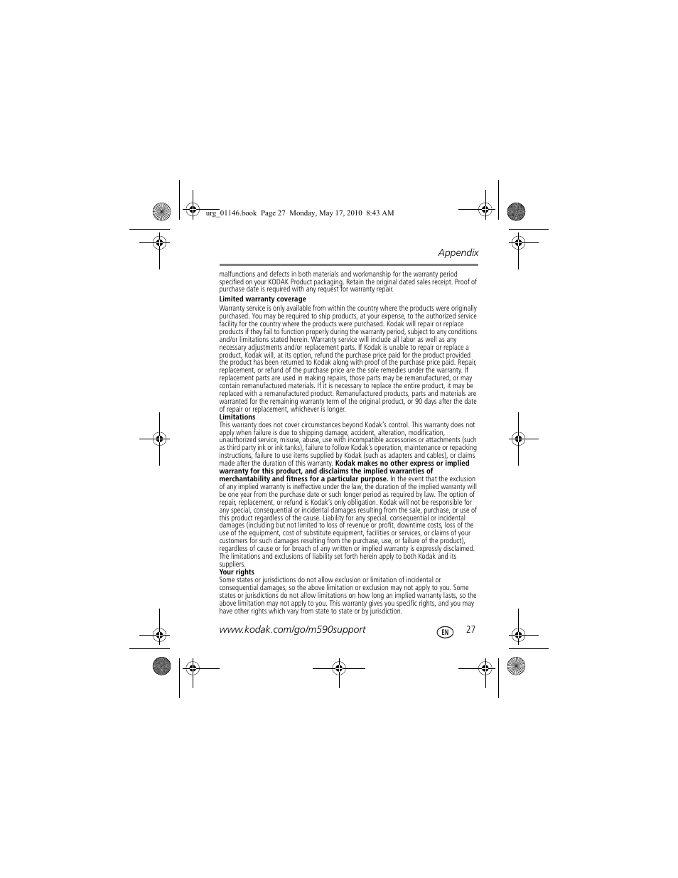 Kodak M590 User Manual | Page 27 / 29