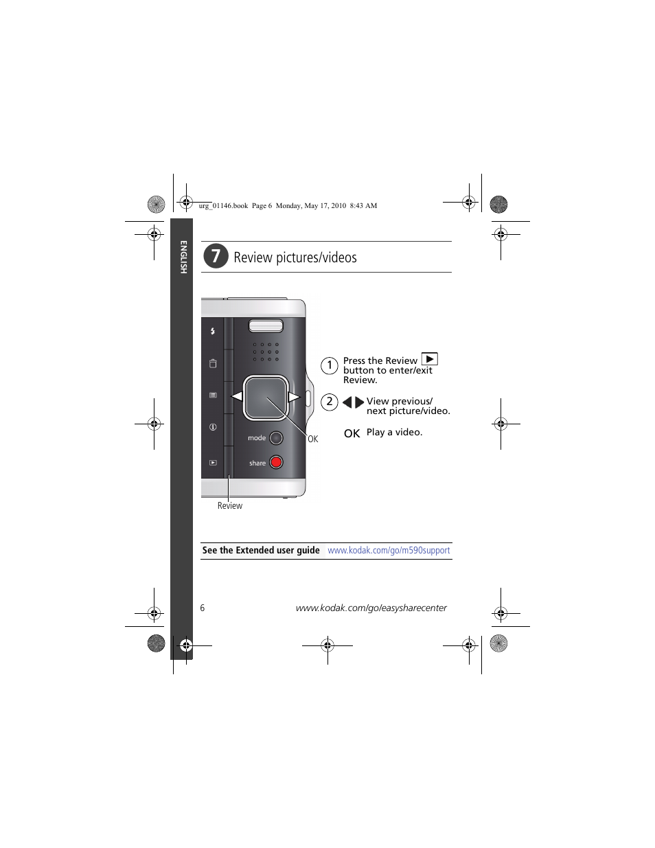 Review pictures/videos | Kodak M590 User Manual | Page 6 / 29