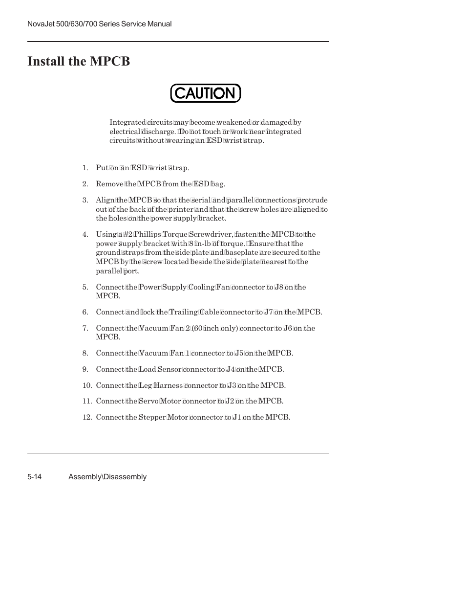 Install the mpcb | Kodak NOVAJET 700 User Manual | Page 126 / 192