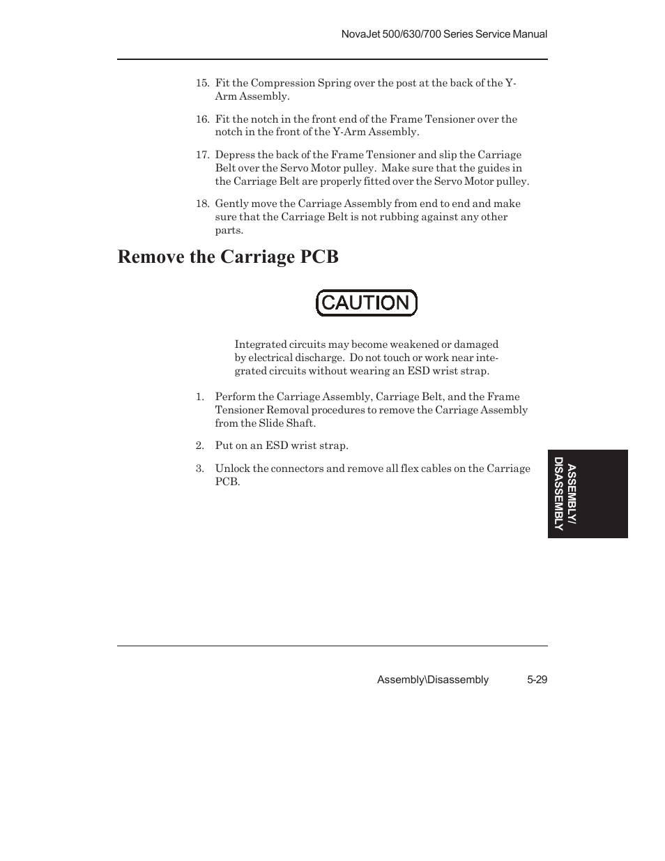 Remove the carriage pcb | Kodak NOVAJET 700 User Manual | Page 141 / 192