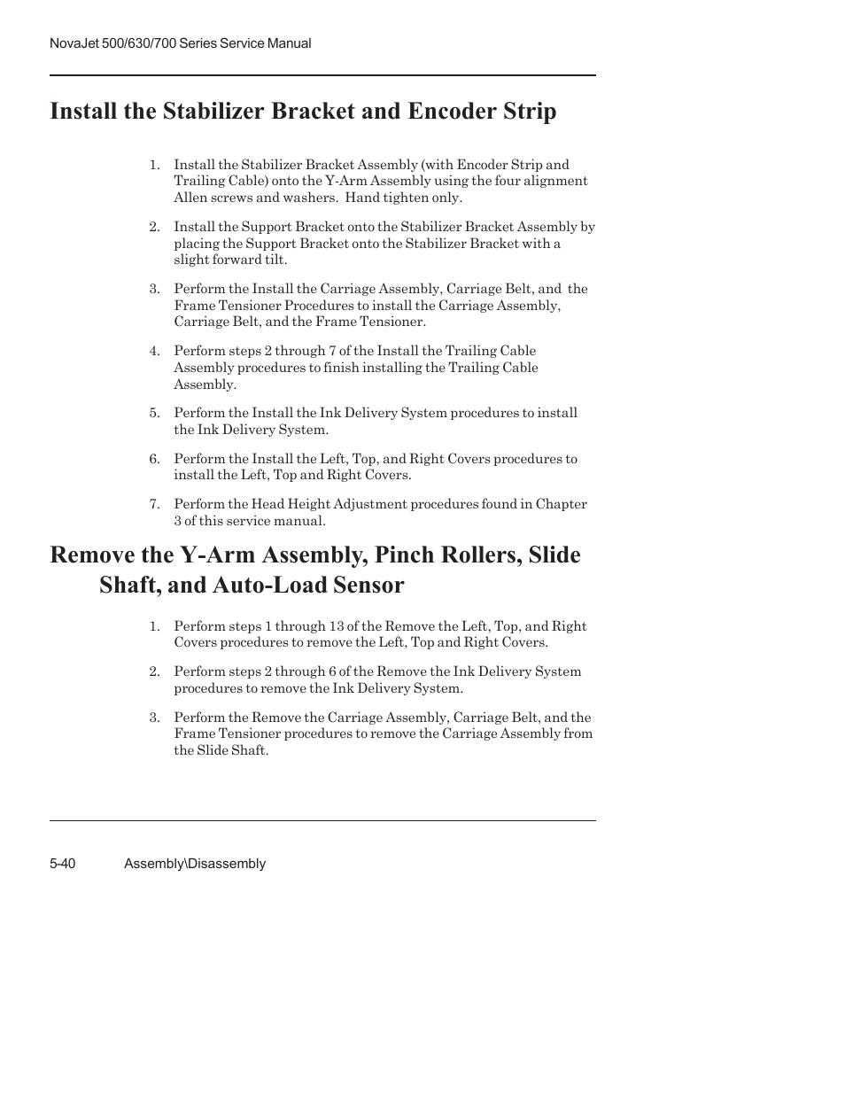 Install the stabilizer bracket and encoder strip | Kodak NOVAJET 700 User Manual | Page 152 / 192