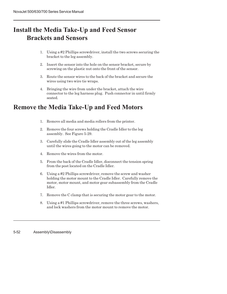 Remove the media take-up and feed motors | Kodak NOVAJET 700 User Manual | Page 164 / 192