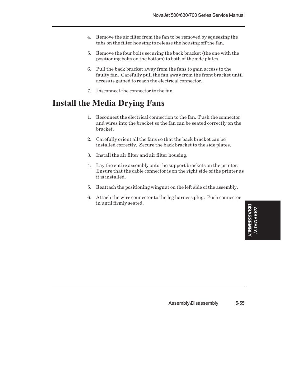 Install the media drying fans | Kodak NOVAJET 700 User Manual | Page 167 / 192