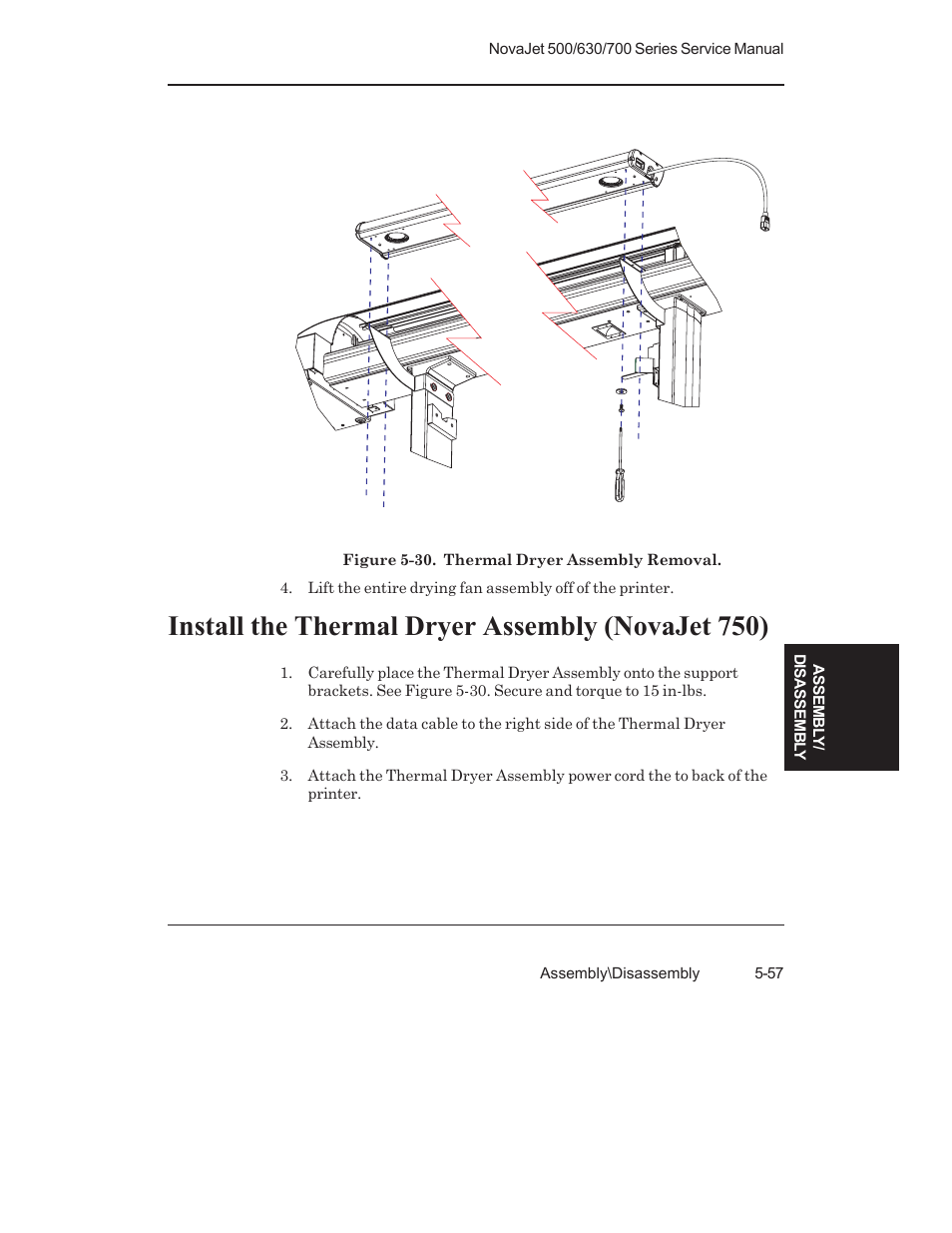 Install the thermal dryer assembly (novajet 750) | Kodak NOVAJET 700 User Manual | Page 169 / 192