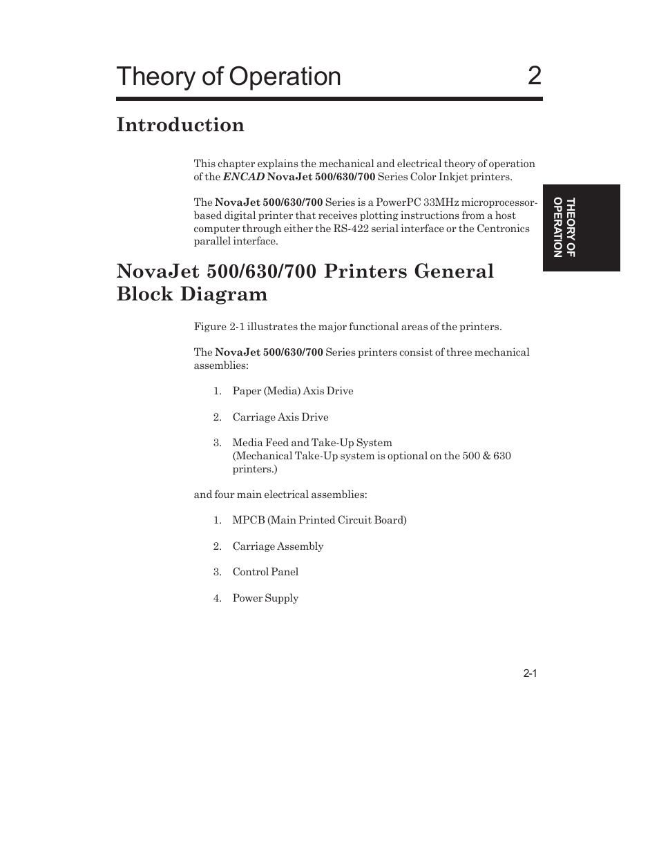 Theory of operation, Introduction, Novajet 500/630/700 printers general block diagram | Kodak NOVAJET 700 User Manual | Page 25 / 192