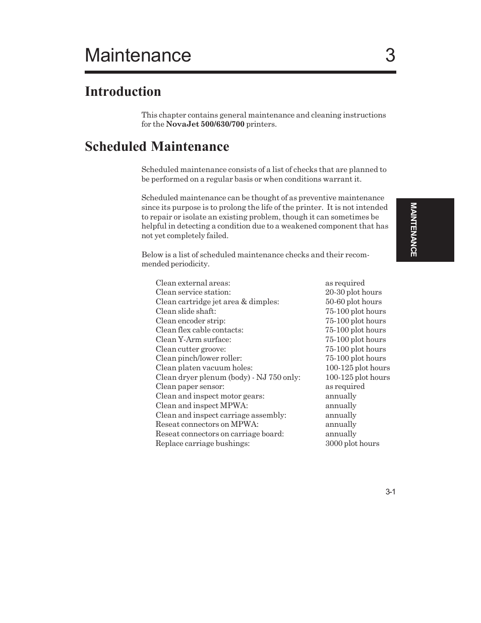 Maintenance, Introduction, Scheduled maintenance | Kodak NOVAJET 700 User Manual | Page 43 / 192