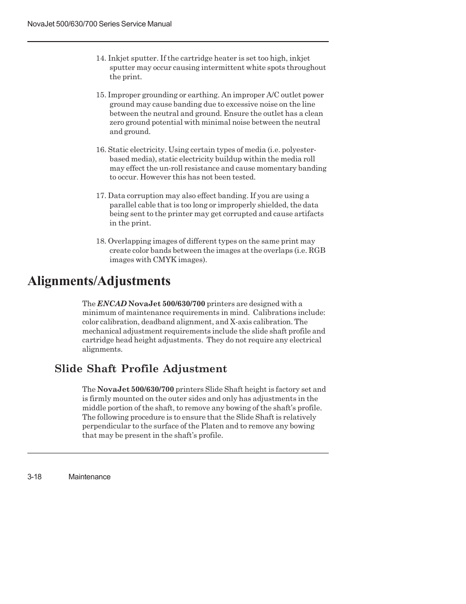 Alignments/adjustments, Slide shaft profile adjustment | Kodak NOVAJET 700 User Manual | Page 60 / 192