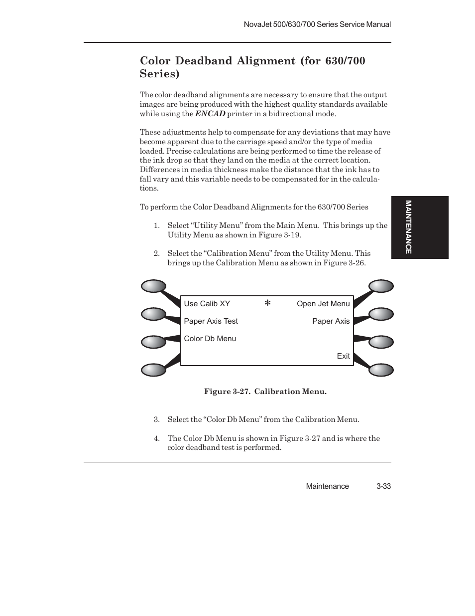 Color deadband alignment (for 630/700 series) | Kodak NOVAJET 700 User Manual | Page 75 / 192