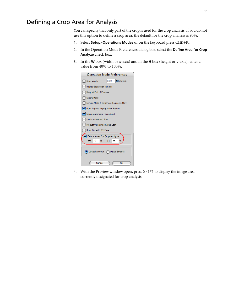 Defining a crop area for analysis | Kodak 2.5.5 User Manual | Page 15 / 18