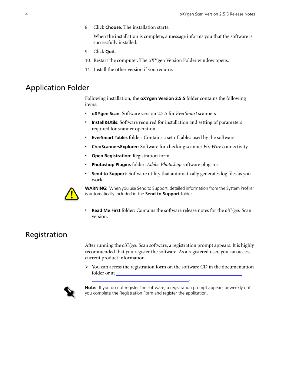 Application folder, Registration, Application folder registration | Kodak 2.5.5 User Manual | Page 8 / 18