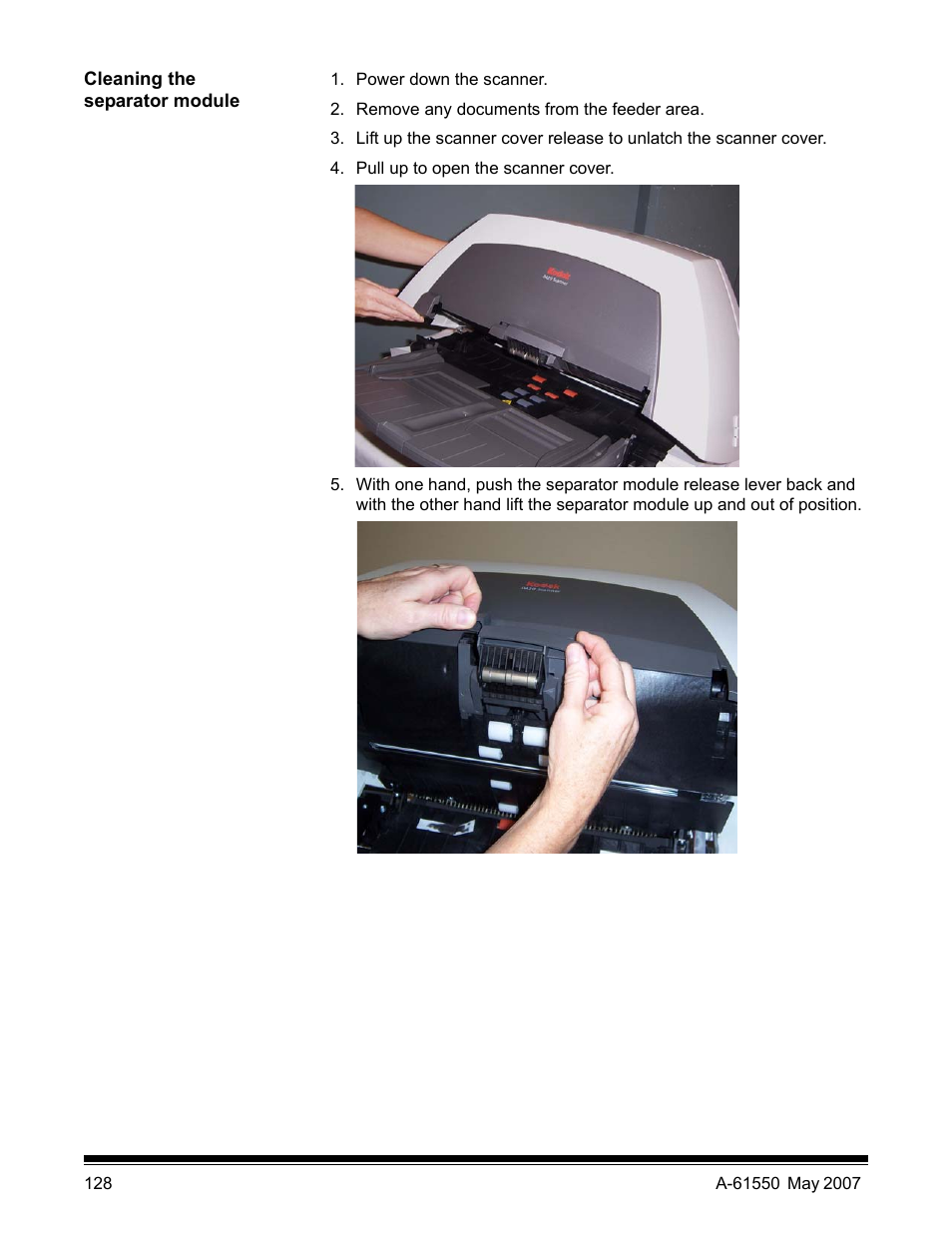Cleaning the separator module | Kodak I1400 User Manual | Page 133 / 162
