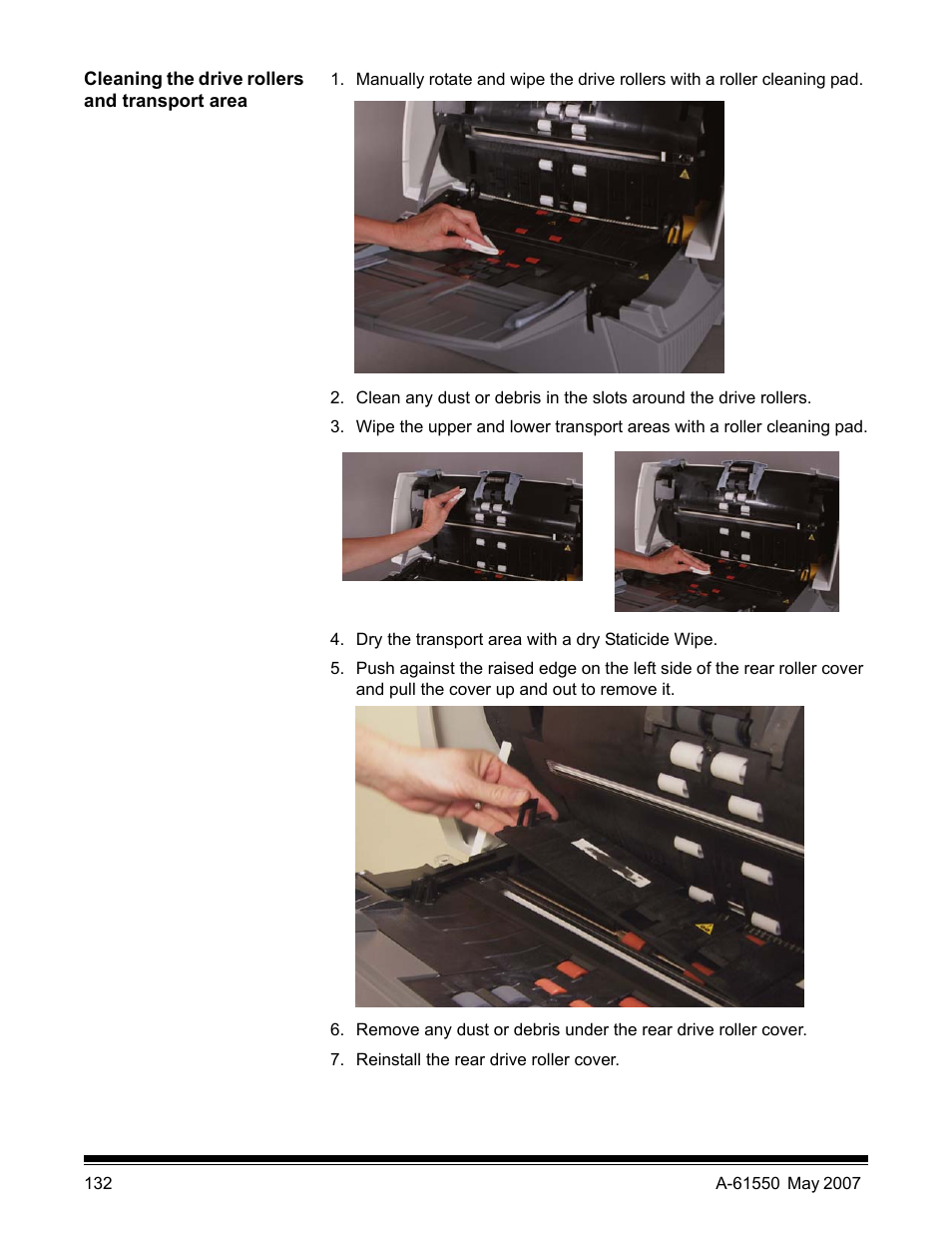 Cleaning the drive rollers and transport area | Kodak I1400 User Manual | Page 137 / 162