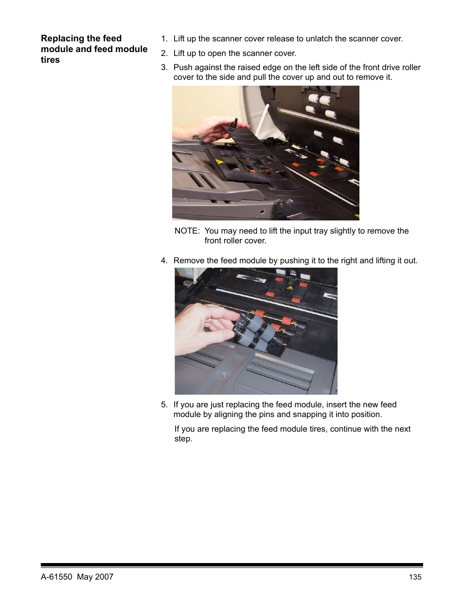 Replacing the feed module and feed module tires | Kodak I1400 User Manual | Page 140 / 162