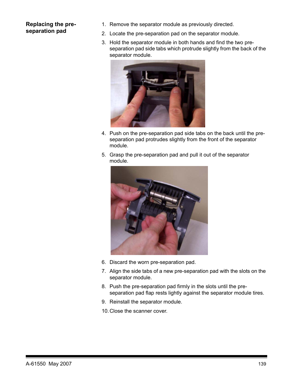 Replacing the pre-separation pad | Kodak I1400 User Manual | Page 144 / 162