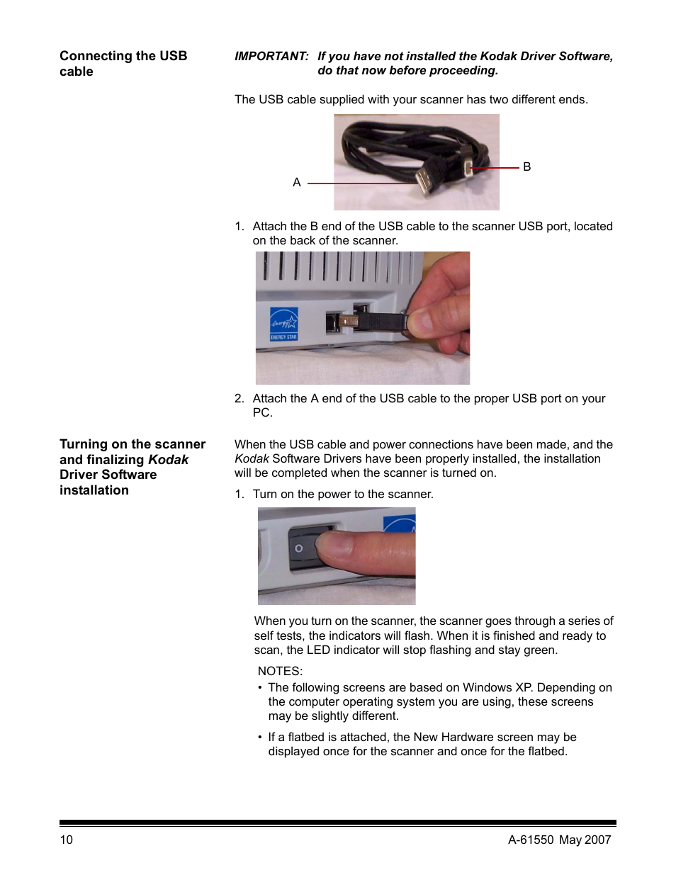 Connecting the usb cable | Kodak I1400 User Manual | Page 15 / 162