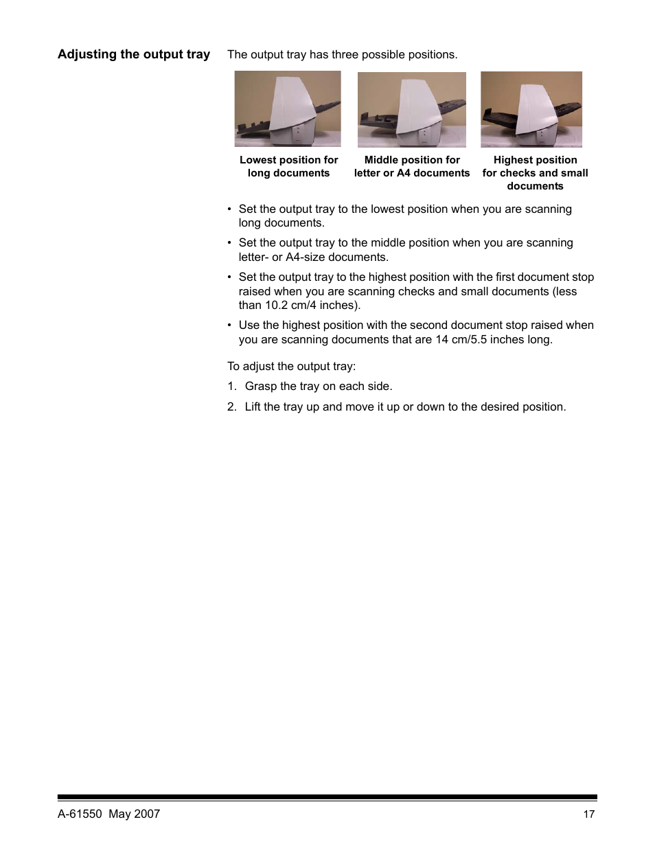 Adjusting the output tray | Kodak I1400 User Manual | Page 22 / 162