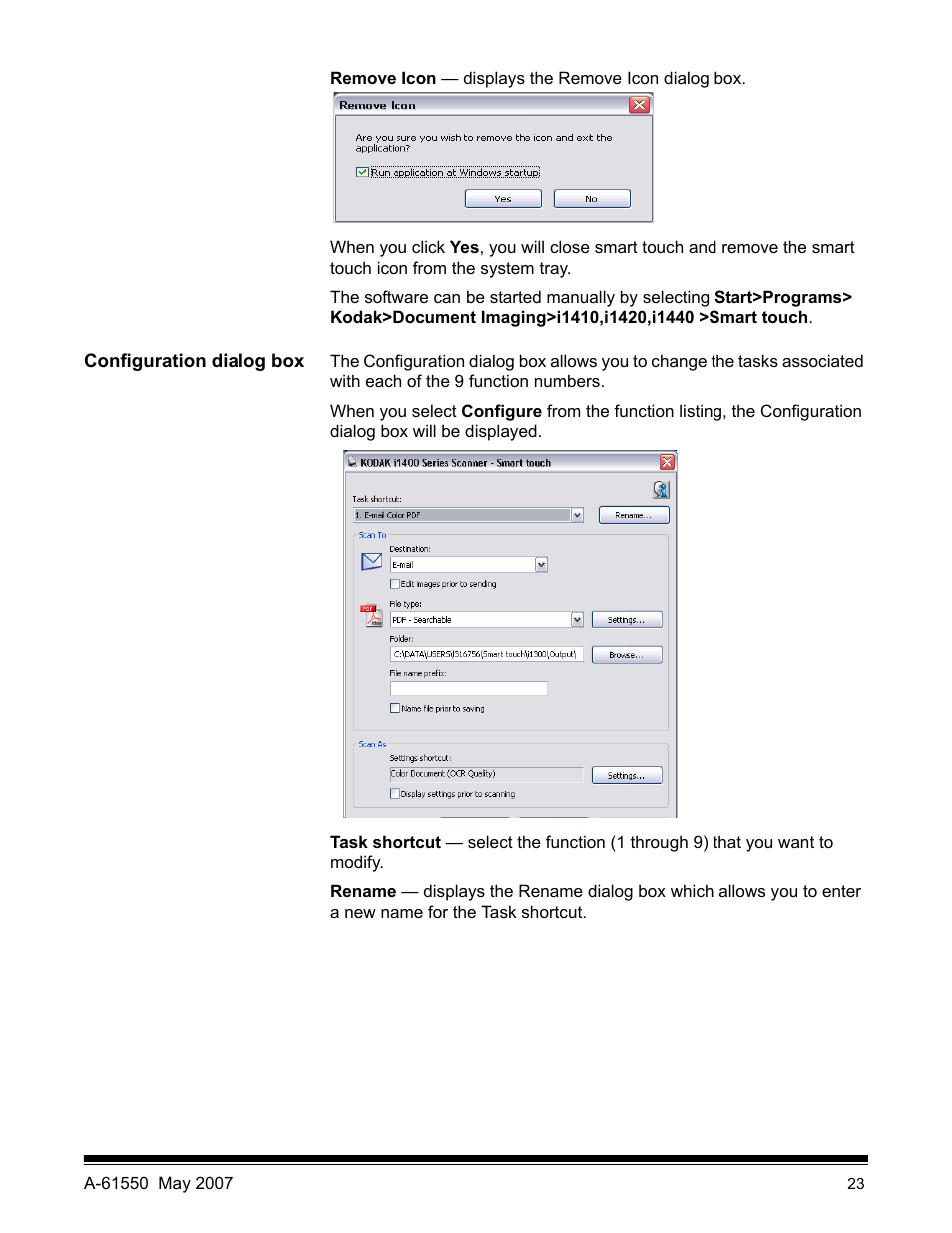 Configuration dialog box | Kodak I1400 User Manual | Page 28 / 162