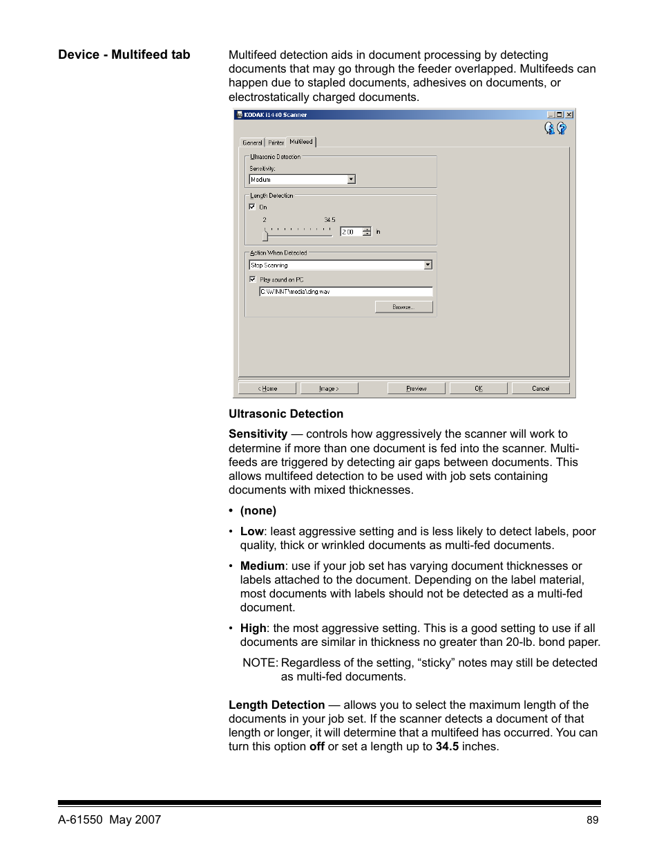 Device - multifeed tab | Kodak I1400 User Manual | Page 94 / 162