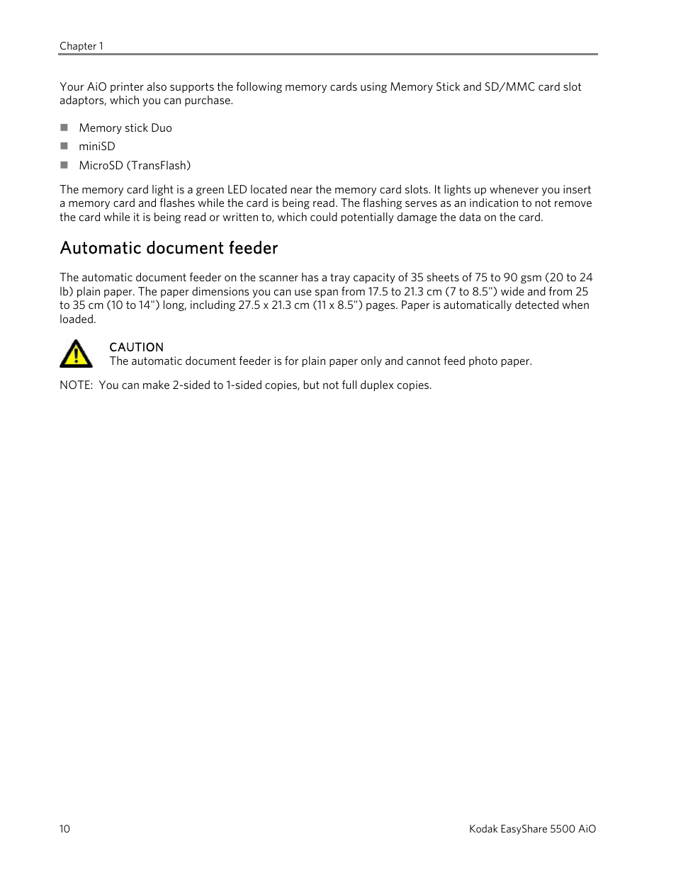 Automatic document feeder | Kodak EasyShare 5500 User Manual | Page 14 / 122