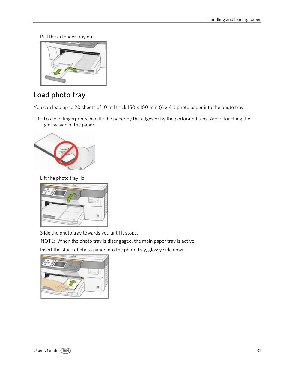 Load photo tray | Kodak EasyShare 5500 User Manual | Page 35 / 122