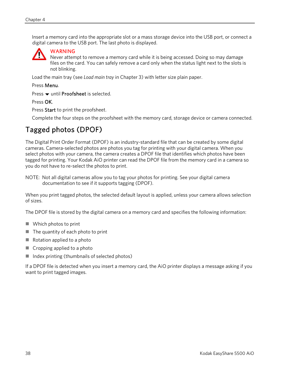 Tagged photos (dpof) | Kodak EasyShare 5500 User Manual | Page 42 / 122