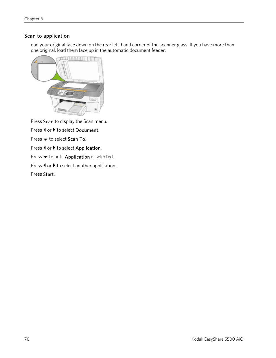 Scan to application | Kodak EasyShare 5500 User Manual | Page 74 / 122