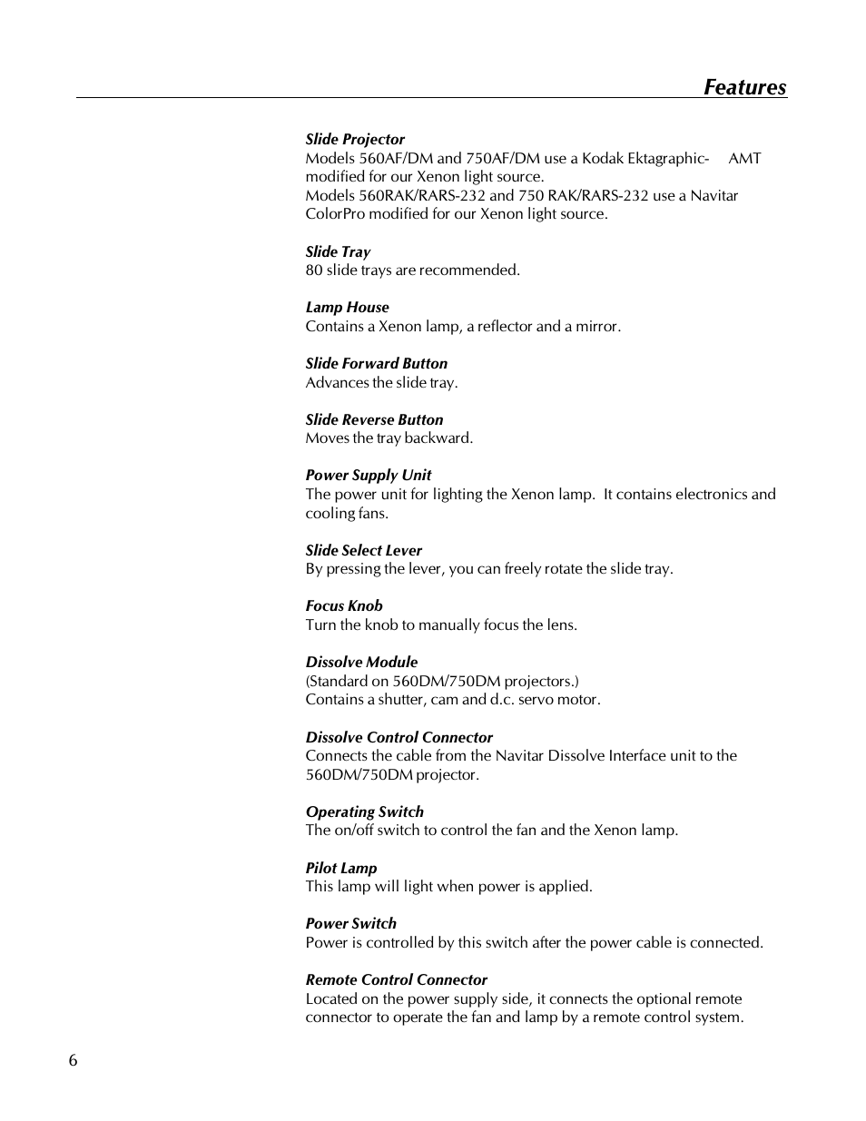 Features | Kodak 560 User Manual | Page 8 / 42