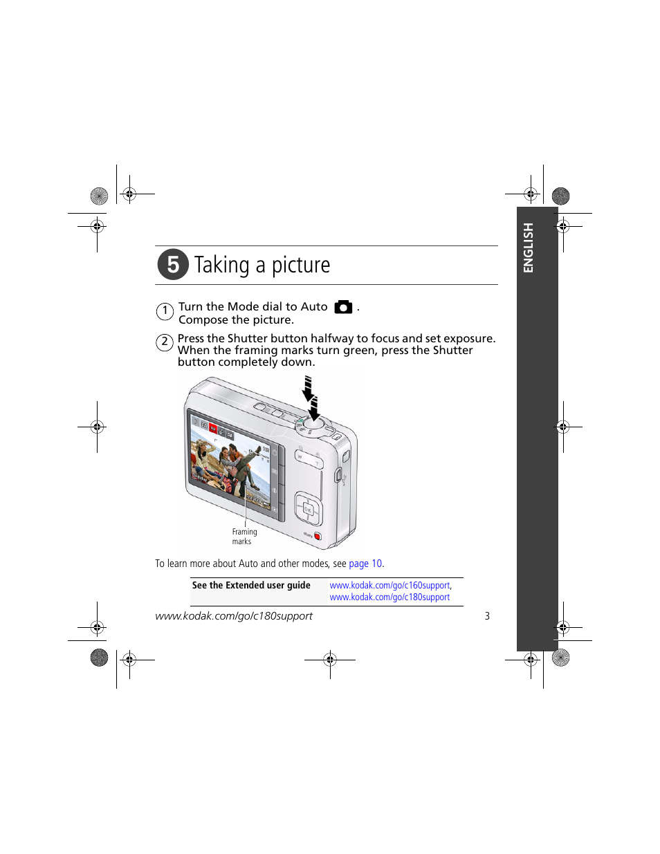 Taking a picture | Kodak c180 User Manual | Page 3 / 27