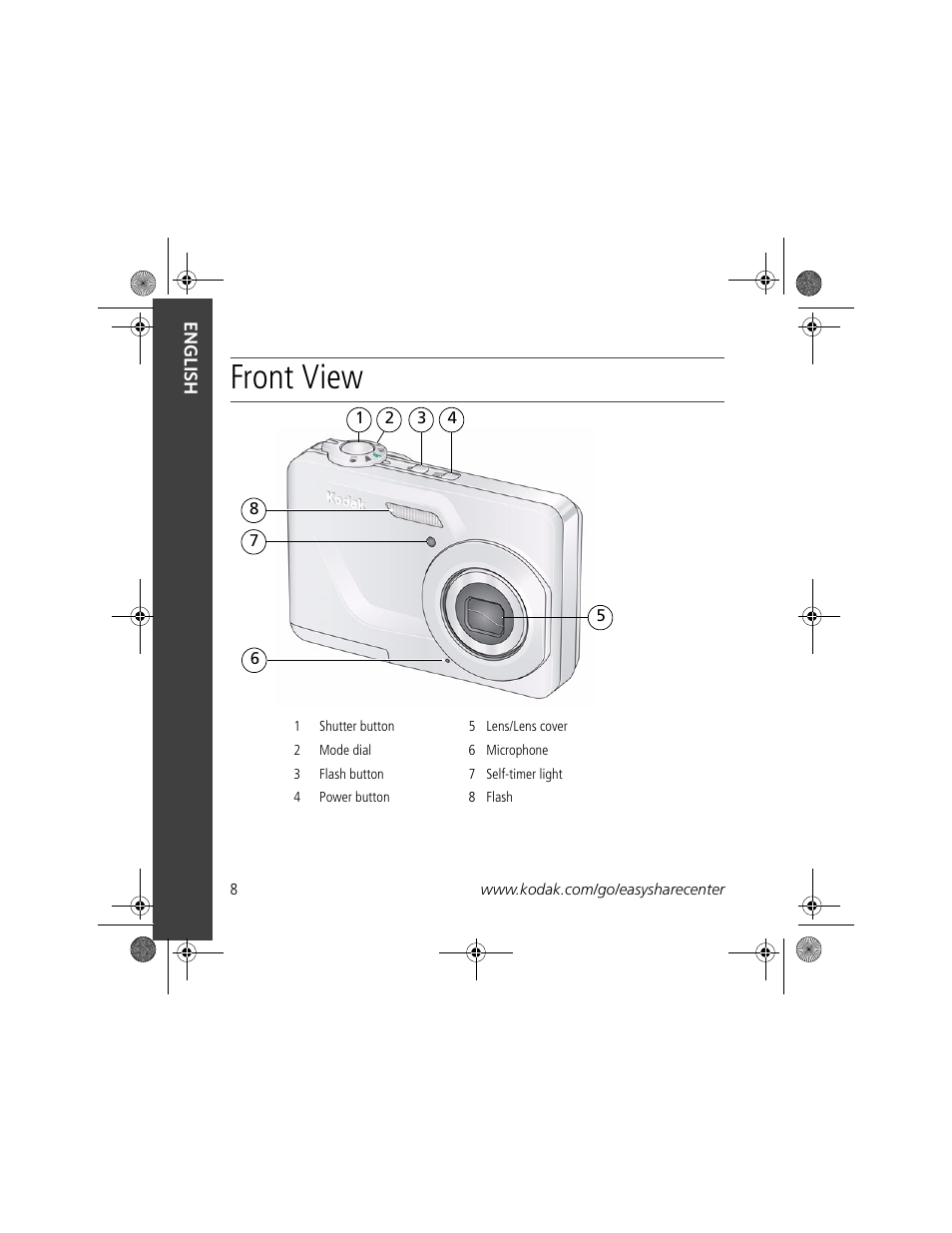 Front view | Kodak c180 User Manual | Page 8 / 27