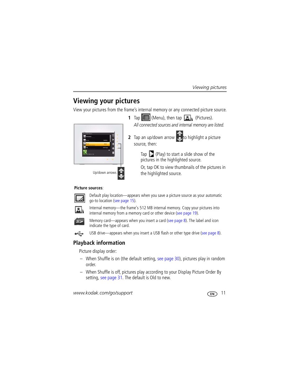 Viewing your pictures, Playback information | Kodak D830 User Manual | Page 17 / 56