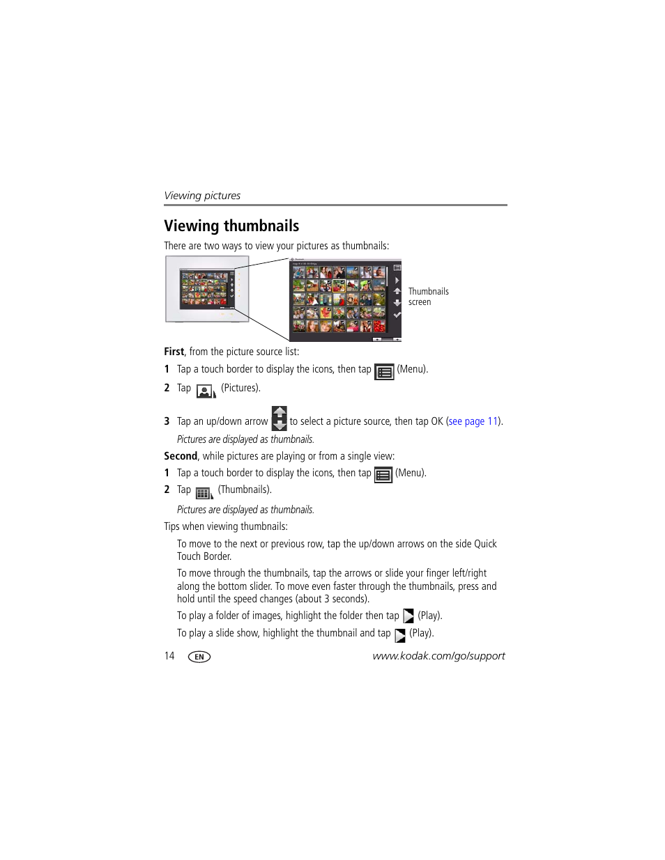 Viewing thumbnails | Kodak D830 User Manual | Page 20 / 56