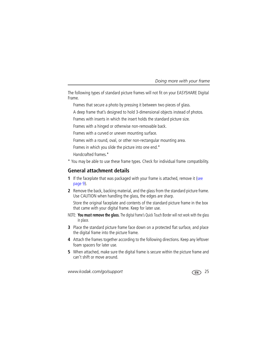 General attachment details | Kodak D830 User Manual | Page 31 / 56