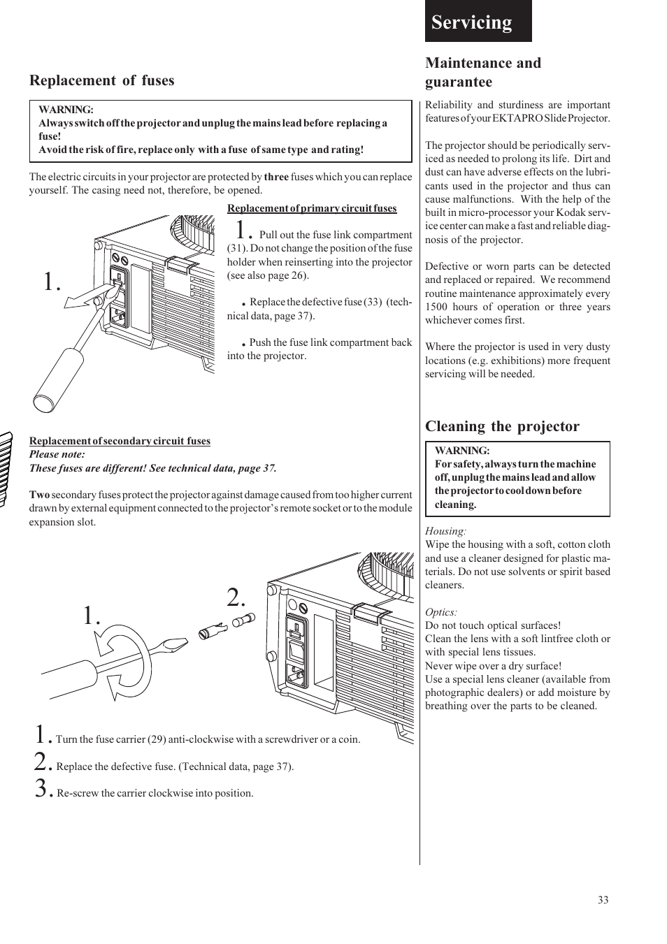 Servicing | Kodak EKTAPRO 9020 User Manual | Page 16 / 26