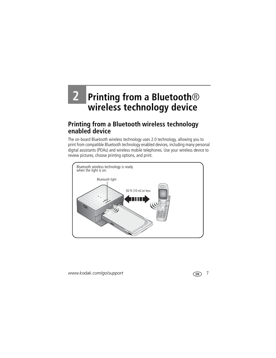 Printing from a bluetooth, Wireless technology device | Kodak EasyShare 350 User Manual | Page 13 / 49