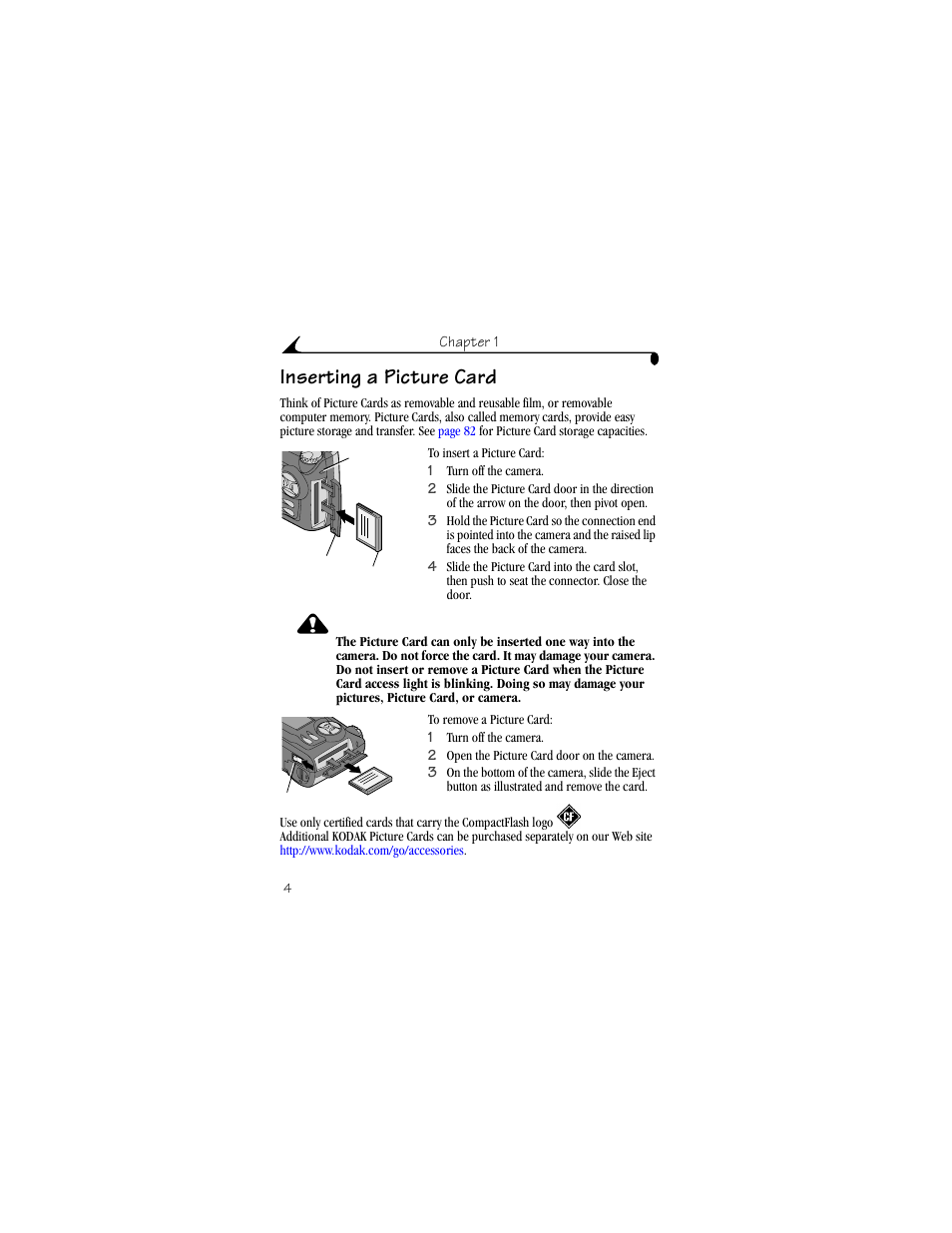 Inserting a picture card | Kodak DX3900 User Manual | Page 14 / 105