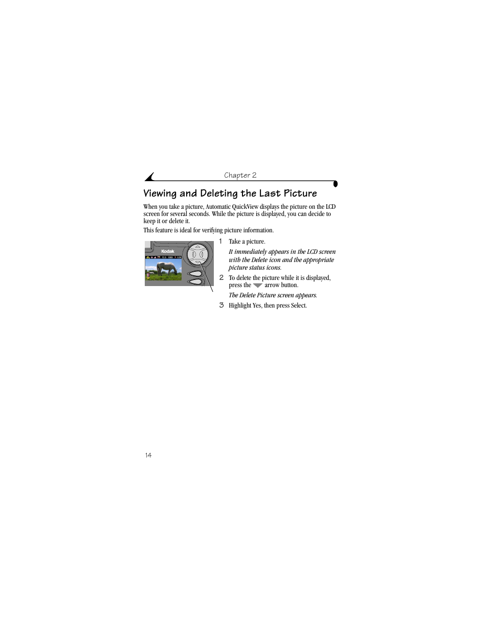 Viewing and deleting the last picture | Kodak DX3900 User Manual | Page 24 / 105