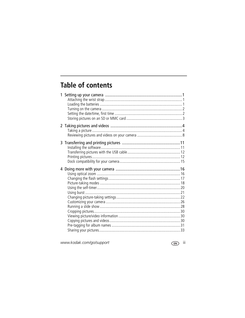 Kodak EasyShare C360 User Manual | Page 5 / 68