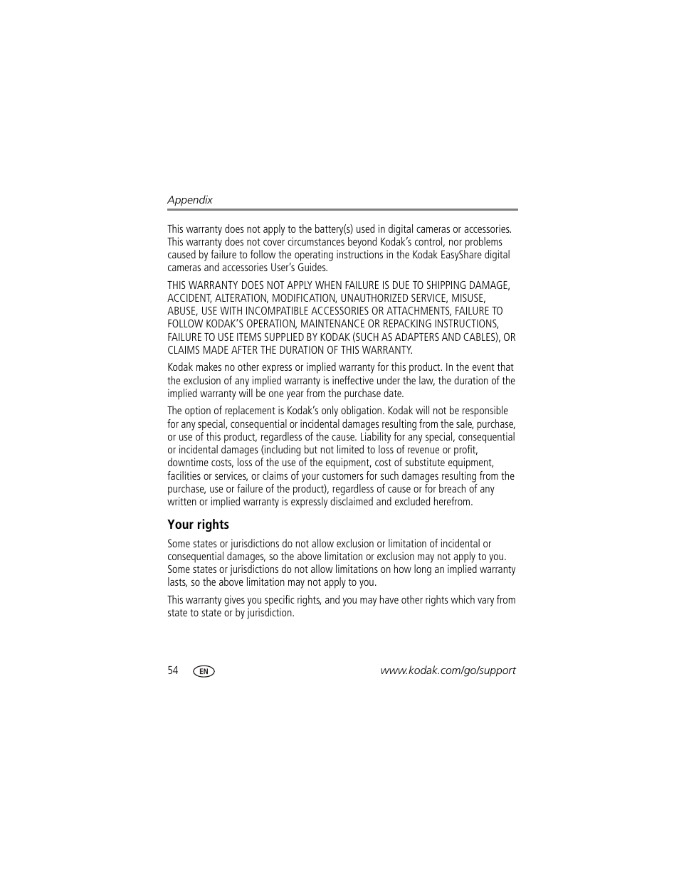 Your rights | Kodak EasyShare C360 User Manual | Page 60 / 68