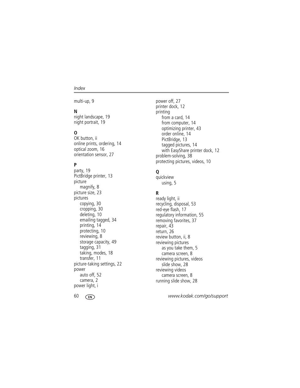 Kodak EasyShare C360 User Manual | Page 66 / 68