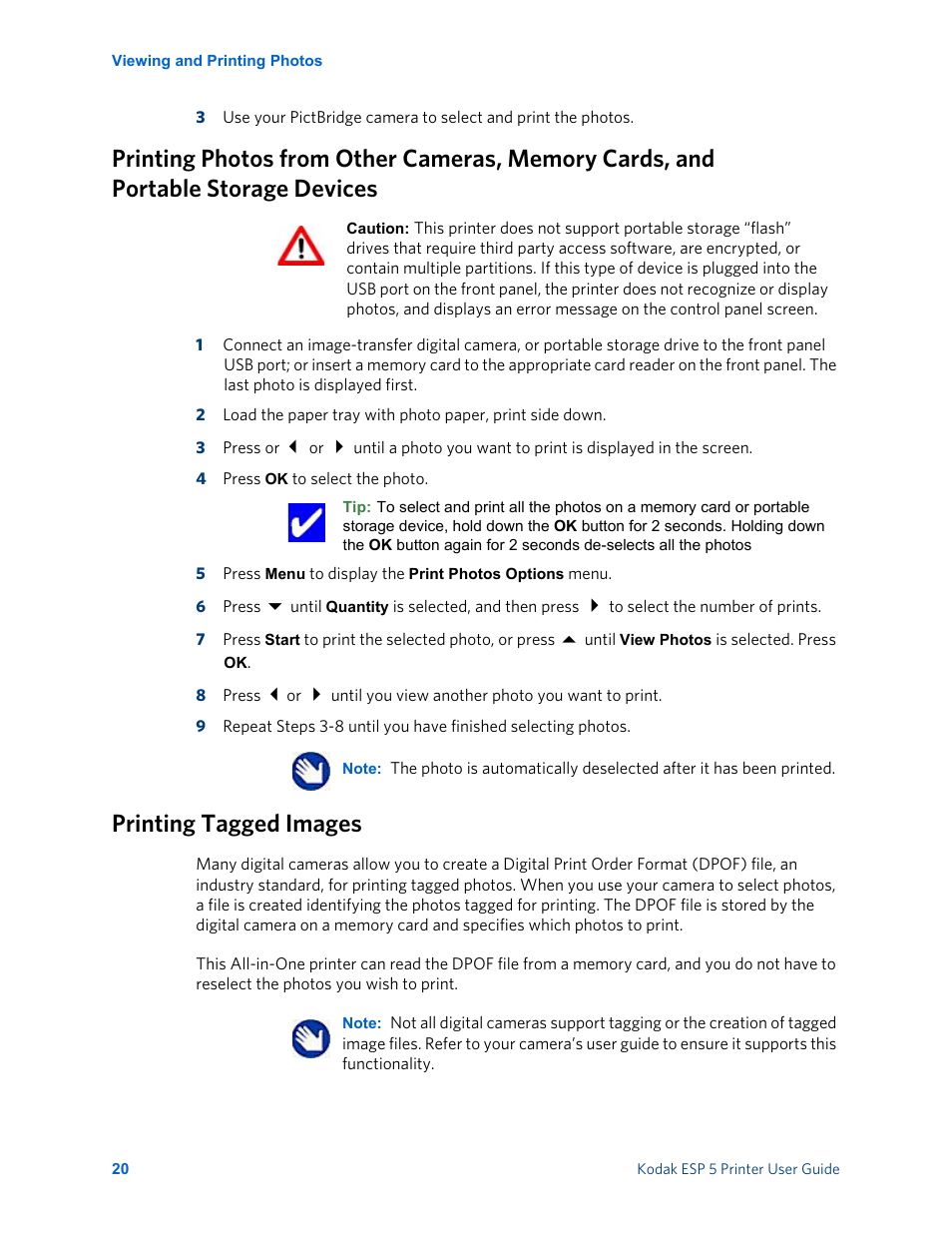 Printing tagged images | Kodak ESP 5 User Manual | Page 26 / 81