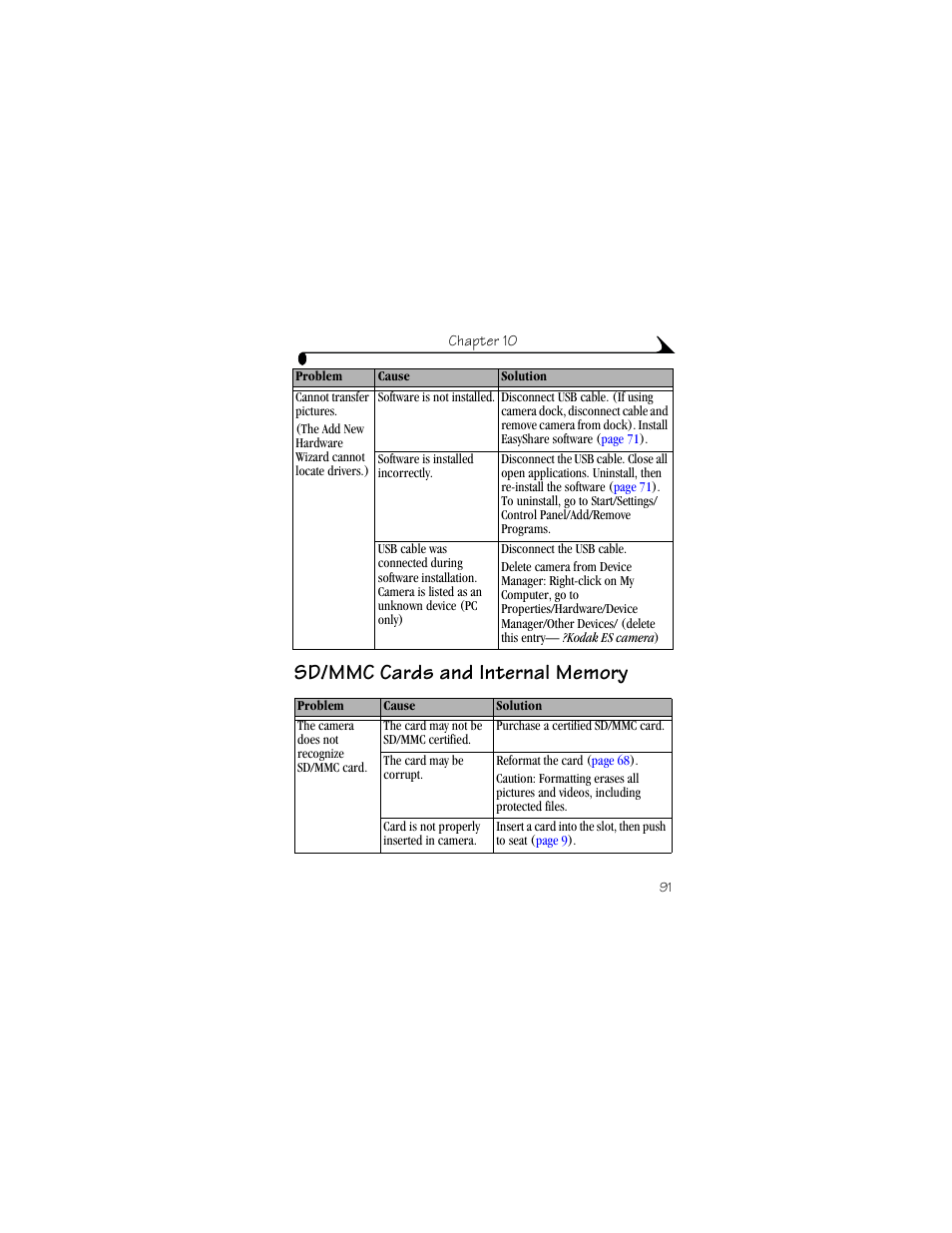 Sd/mmc cards and internal memory | Kodak DX6440 User Manual | Page 103 / 134