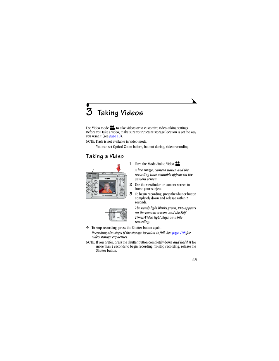 3 taking videos, Taking a video, Taking videos | Kodak DX6440 User Manual | Page 55 / 134