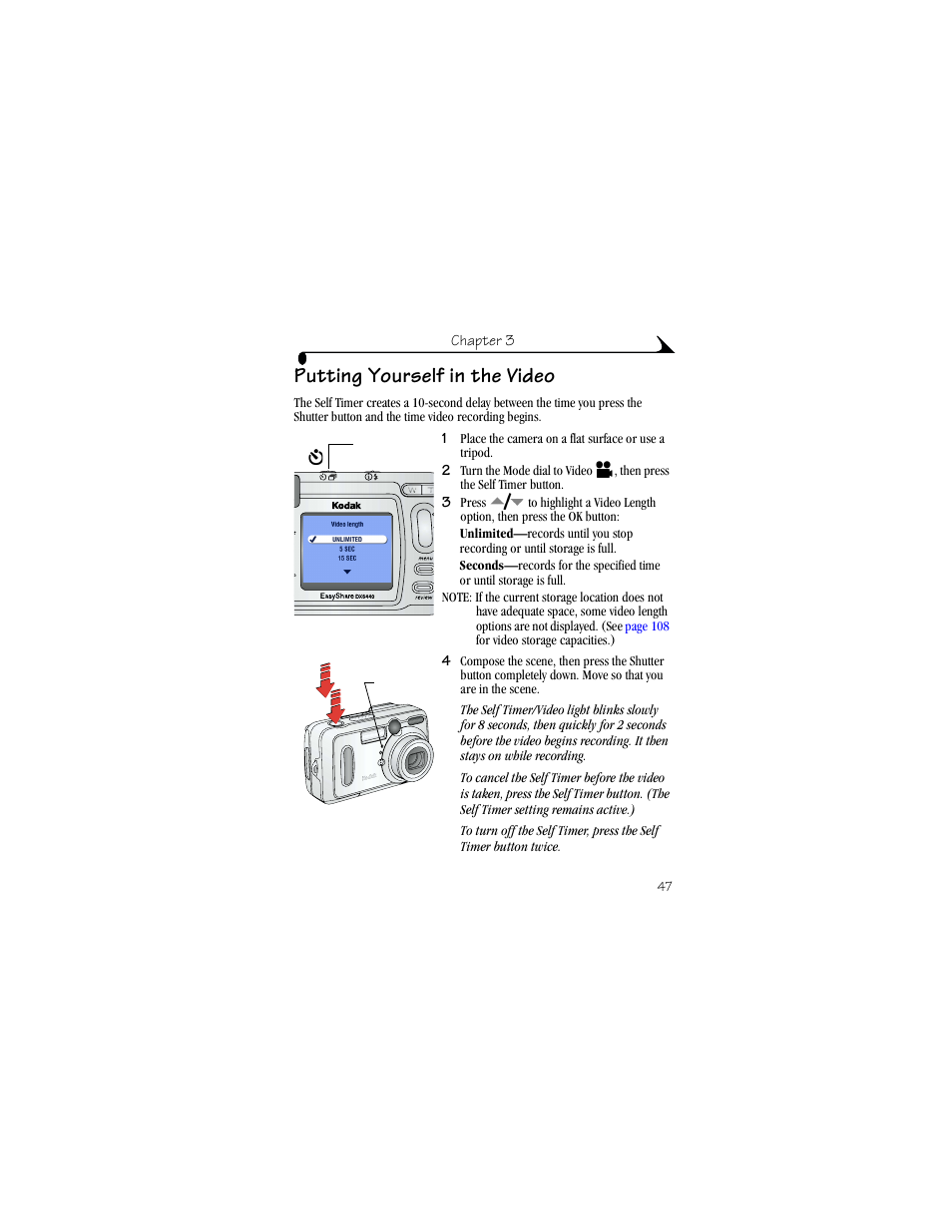 Putting yourself in the video | Kodak DX6440 User Manual | Page 59 / 134