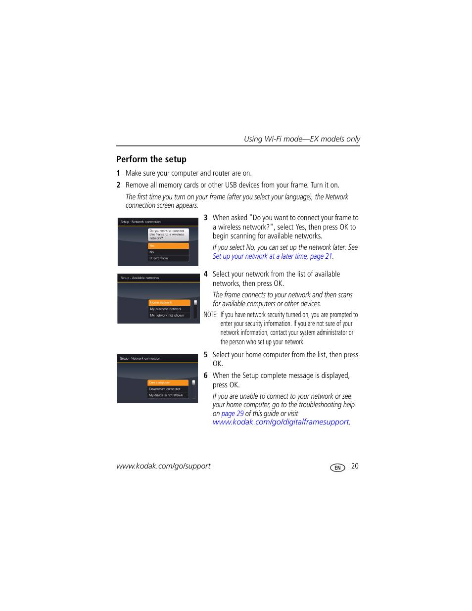 Perform the setup | Kodak EX-811 User Manual | Page 27 / 53