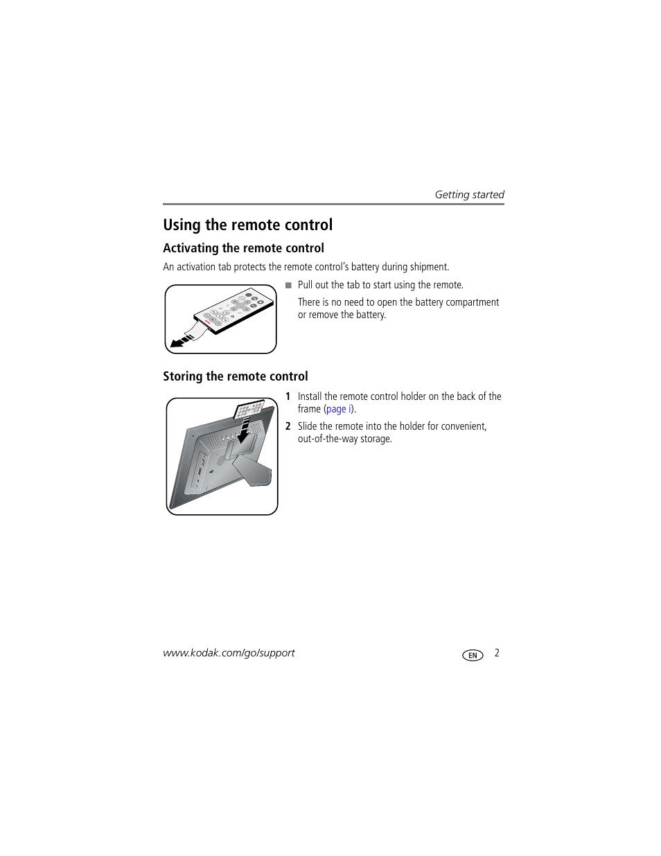 Using the remote control, Activating the remote control, Storing the remote control | Kodak EX-811 User Manual | Page 9 / 53