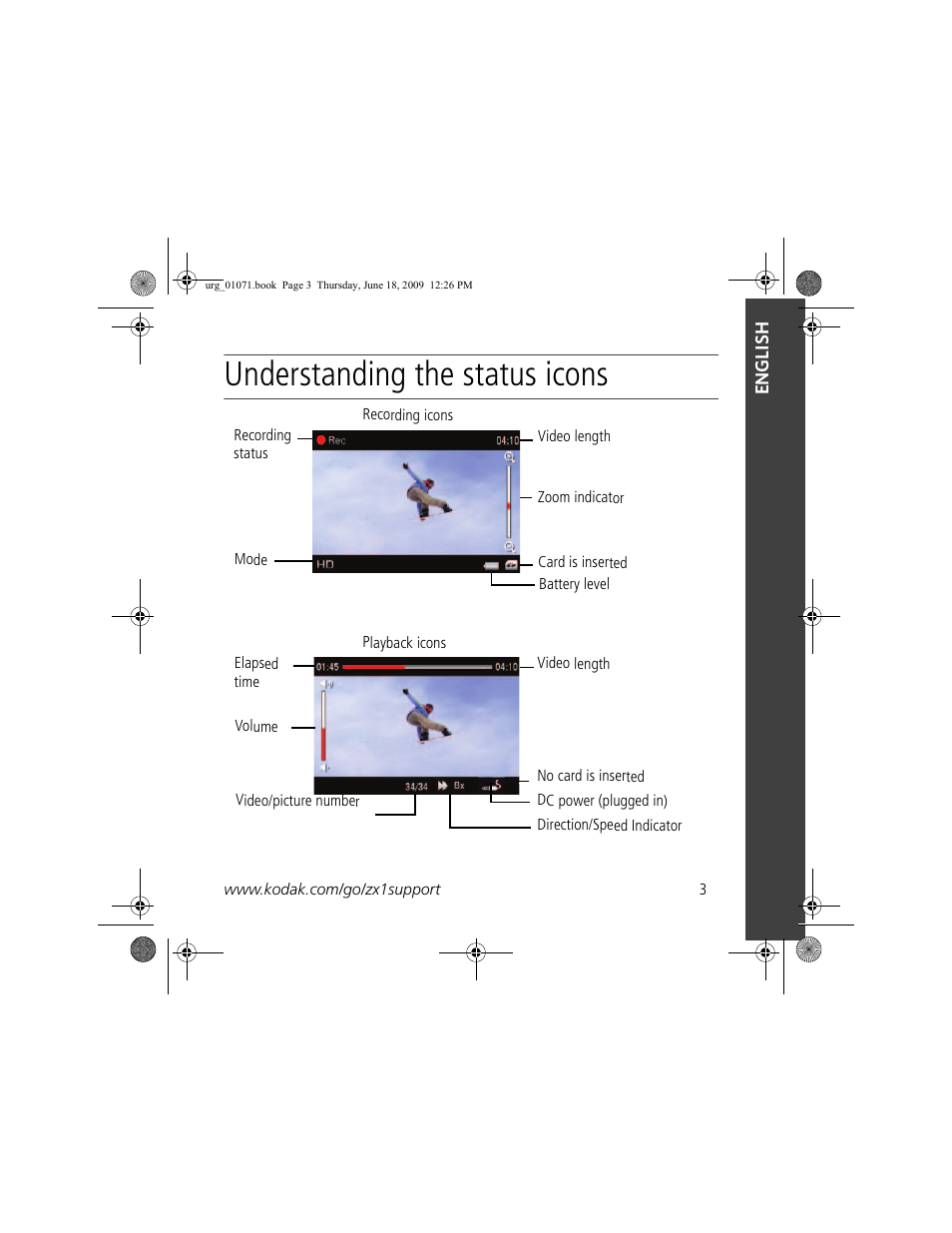 Understanding the status icons | Kodak Zx1 User Manual | Page 3 / 25