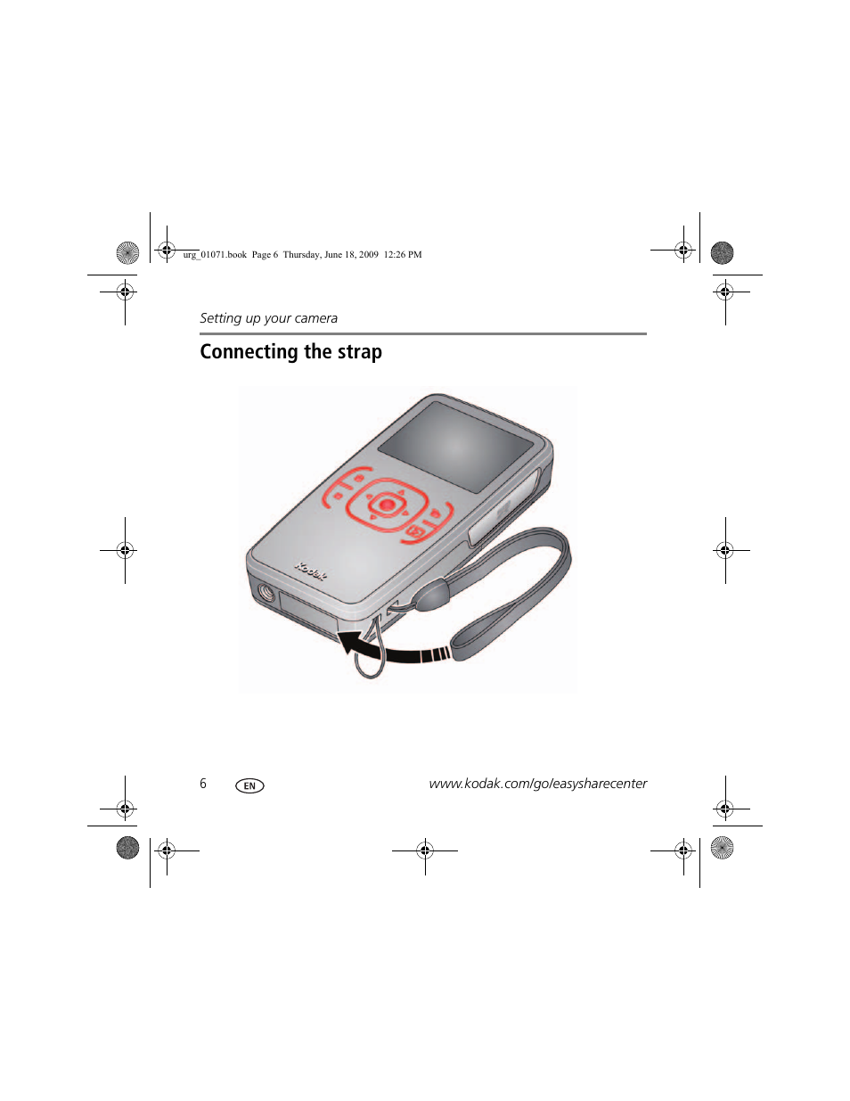 Connecting the strap | Kodak Zx1 User Manual | Page 6 / 25